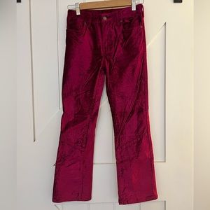 Free People Pink Velvet Pants, Size 25